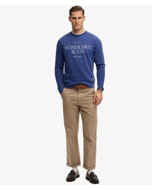 Superdry 1954 Company Relaxed Sweatshirt in het Blue voor heren