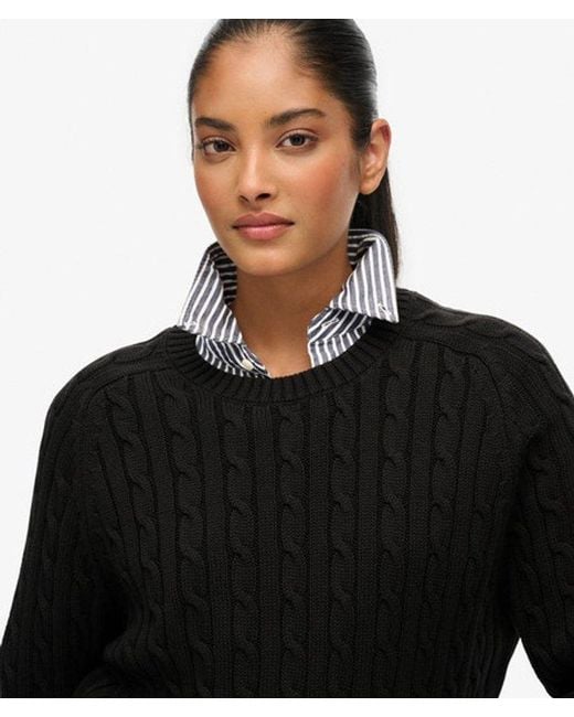 Superdry Black & Co Slouchy Cable Knit Jumper