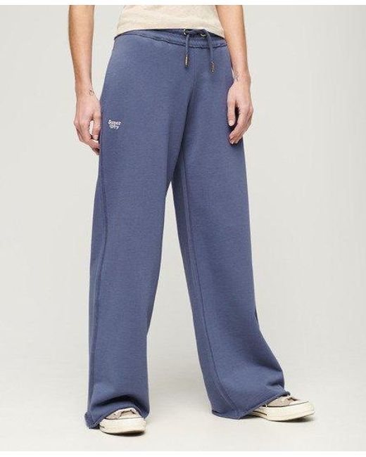 Superdry Blue Ladies Embroidered Logo Essential Straight joggers