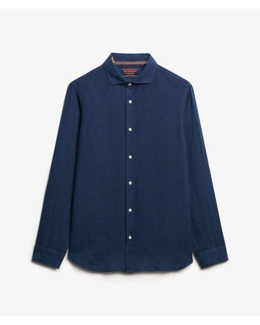 Superdry Blue & Co Vacation Long Sleeved Linen Shirt for men
