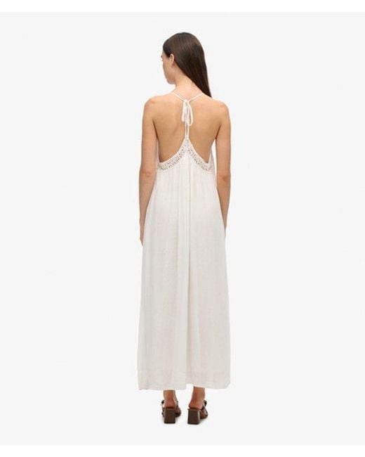 Superdry White Lace Detail Ibiza Cami Maxi Dress