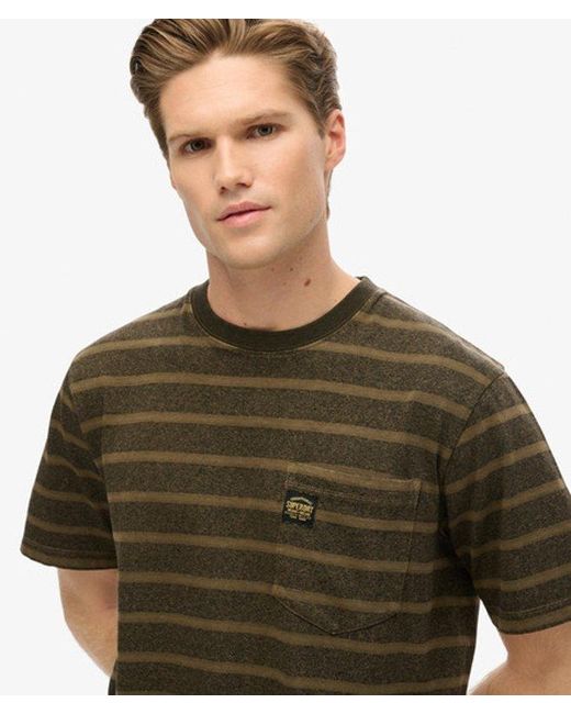 Superdry Green & Co Textured Stripe Pocket T-shirt for men