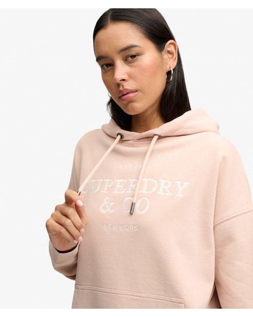 Superdry Natural & Co Luxe Casual Embroidered Relaxed Hoodie
