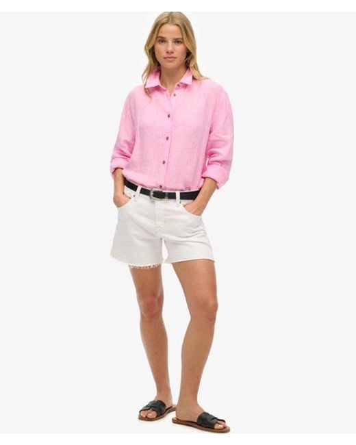 Superdry Pink & Co Casual Linen Boyfriend Shirt