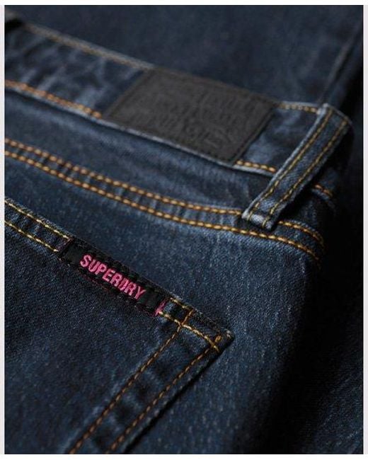 Superdry Slimfit Jeans Met Middelhoge Taille En Wijduitlopende Pijpen in het Blue