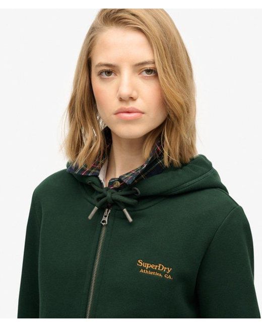 Superdry Women's Green Athletic Essentials Logo Zip Hoodie