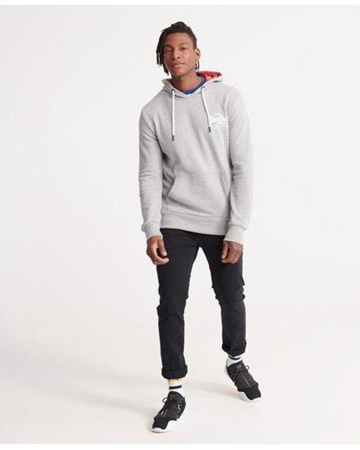 Superdry White Super 5's Loopback Hoodie Marl for men