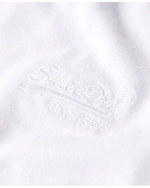 Superdry White Organic Cotton Embroidered Logo V Neck T-shirt for men