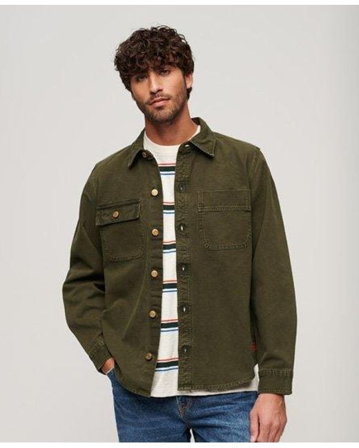 Superdry Green Surplus Canvas Overshirt for men