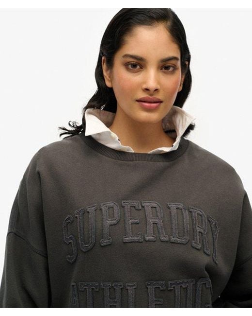 Superdry Black & Co Athletic Essentials Tonal Applique Crew Sweatshirt