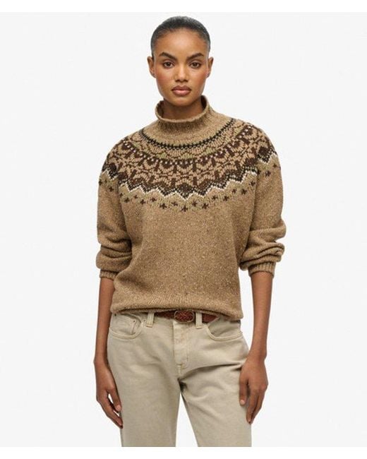 Superdry Brown & Co Fairisle High Neck Jumper