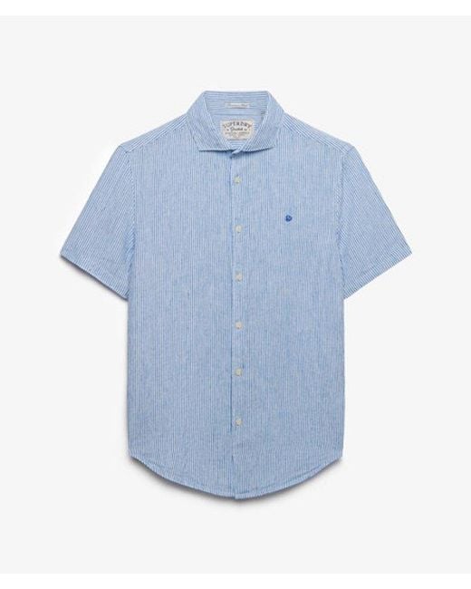 Superdry Blue & Co Riviera Short Sleeve Linen Shirt for men