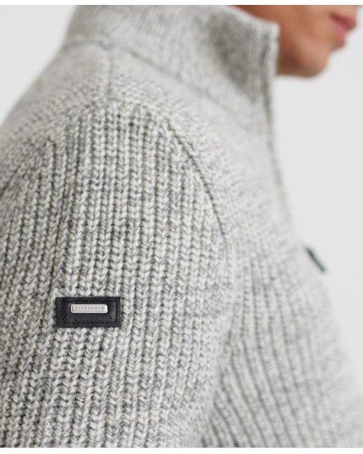 Superdry Gray Downhill Zip Through Cardigan Concrete Twist for men
