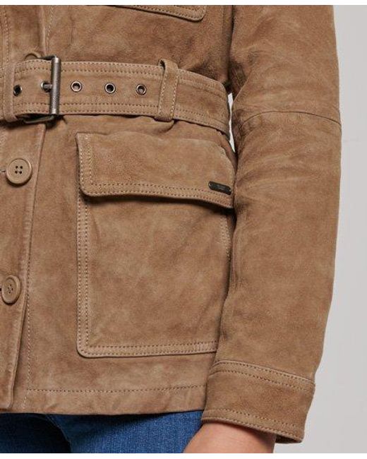 Superdry Brown Studios Suede Safari Jacket Overcast