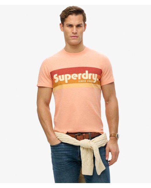 Superdry Red Terrain Logo Stripe Relaxed T-shirt for men
