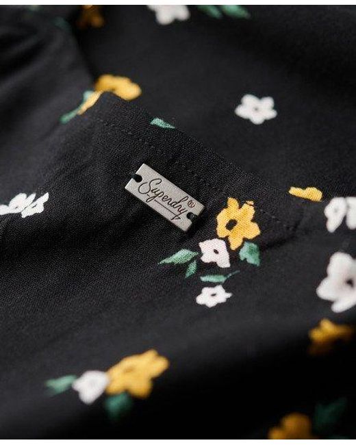 Superdry Black Printed Button-up Cami Midi Dress