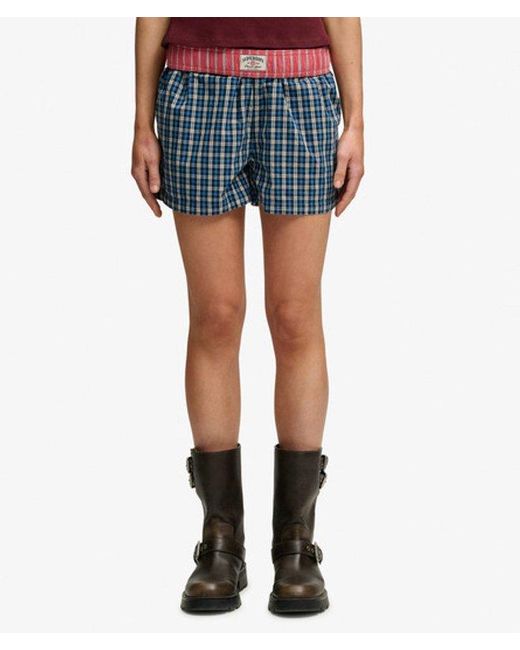 Superdry Red & Co Mini Check Cotton Shorts