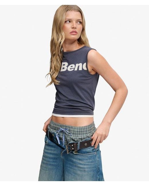 Superdry Blue Bench X & Co Bench Fitted Layer Tank Vest