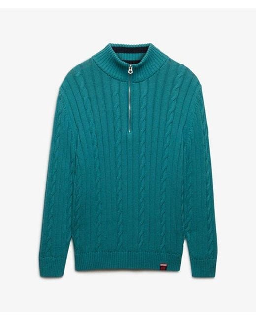 Superdry Blue & Co Slouchy Cable Half Zip Jumper