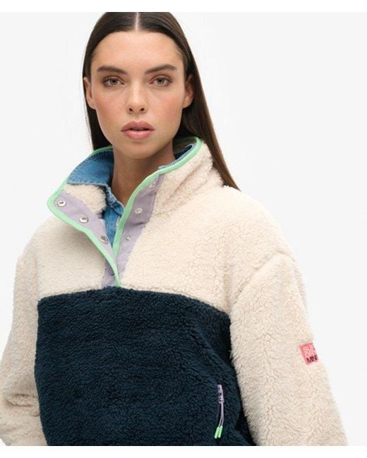 Superdry Super Soft Mash Up Teddyfleece in het Blue