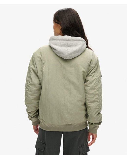 Superdry Green Oversized Military Hooded Ma1 Jacket