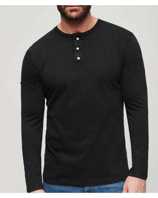 Superdry Black & Co Classic Long Sleeve Jersey Grandad Top for men