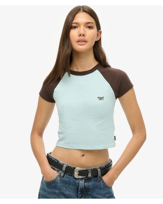 Superdry Blue & Co Cropped Baseball Baby T-shirt
