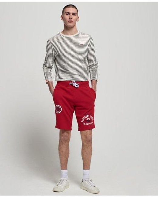 Superdry Red Track & Field Lite Shorts Academy for men