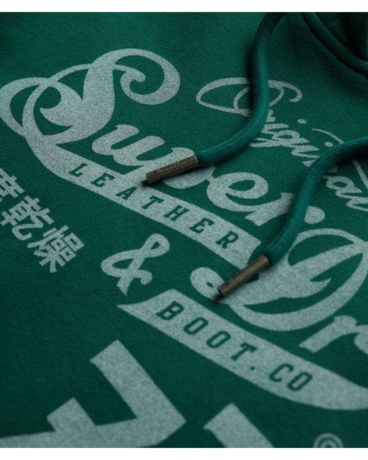 Superdry Green & Co Leather & Boot Co Script Hoodie for men
