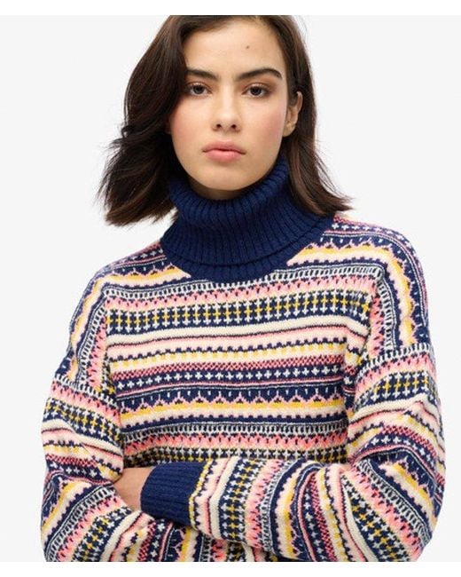 Superdry Blue & Co Classic Stripe Textured Pattern Jumper