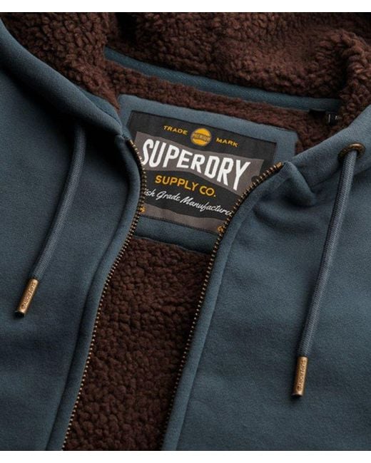 Superdry Black & Co Borg Lined Zip Hoodie for men