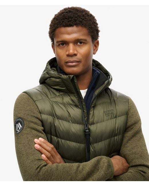 Superdry Gebreide Hybrid Storm Jas Met Capuchon in het Green voor heren