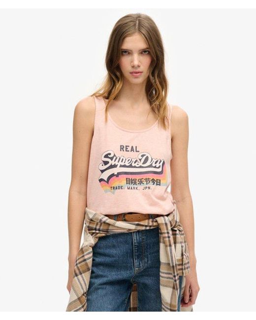 Superdry Red & Co Ladies Slim Fit Vintage Logo Vest Top