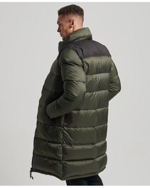 Superdry Gray Longline Down Puffer Coat for men
