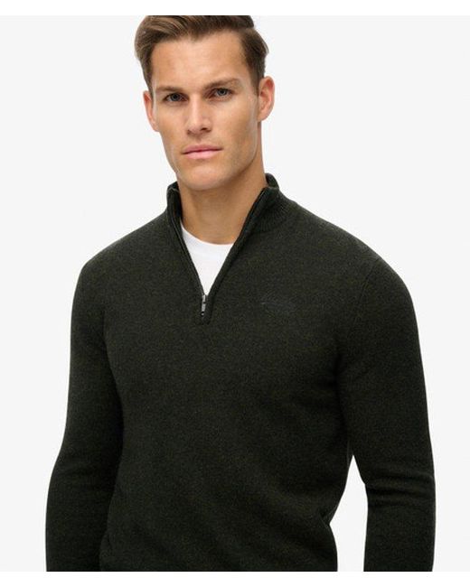 Superdry Black & Co Essential Embroidered Knitted Half Zip Jumper for men