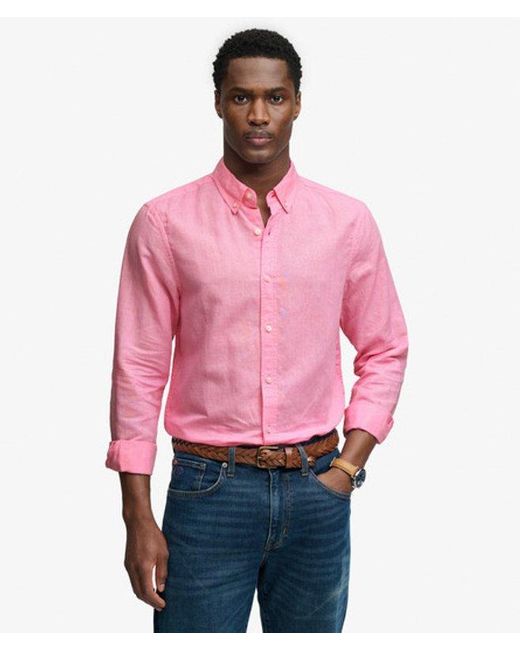 Superdry White & Co Cotton Linen Long Sleeve Shirt for men