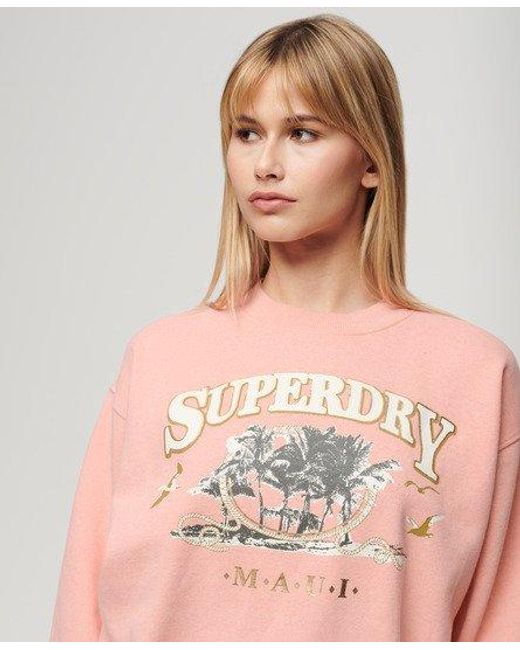 Superdry Brown Travel Souvenir Loose Sweatshirt