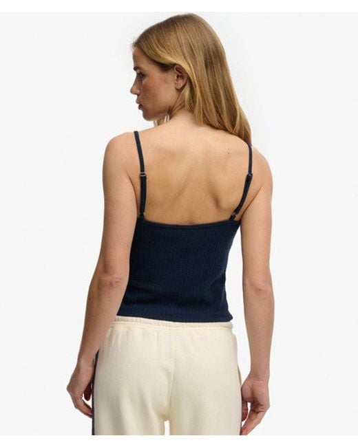 Superdry Blue & Co Athletic Essentials V Neck Pointelle Cami Top