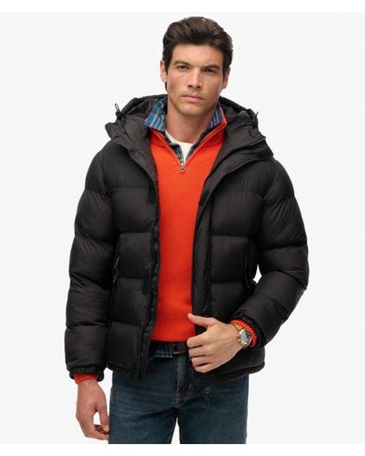 Homme Doudoune Noire À Capuche Taille Superdry pour homme en coloris Red