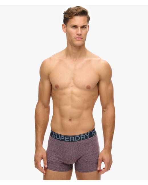 Superdry Blue Classic Logo Print Cotton Boxer Triple Pack for men