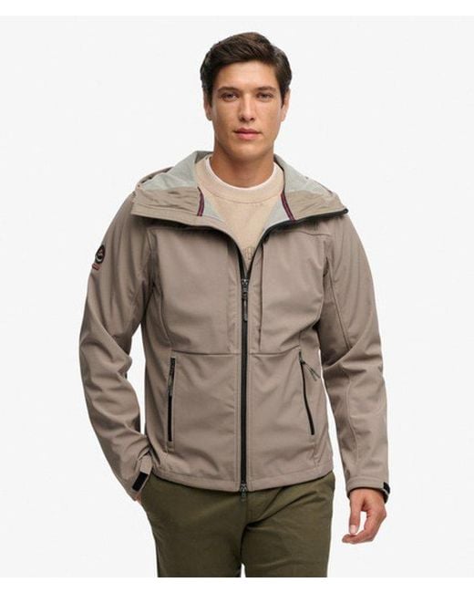 Superdry Brown & Co Hooded Softshell Trekker Jacket for men