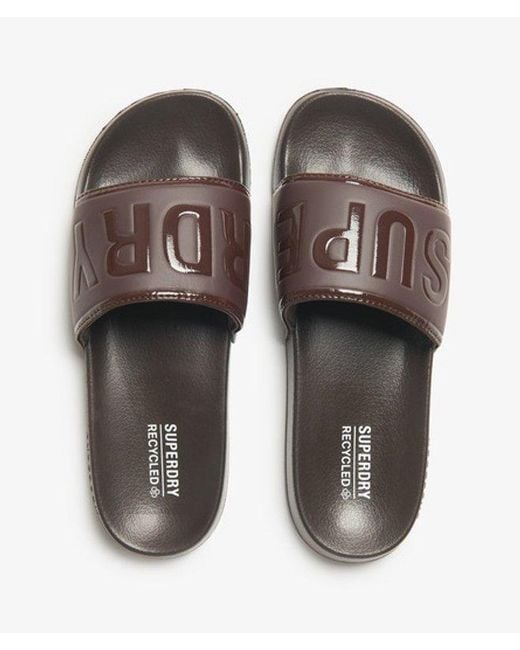 Superdry Brown & Co Embossed Logo Core Pool Sliders for men
