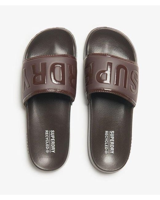 Superdry Brown & Co Embossed Logo Core Pool Sliders for men