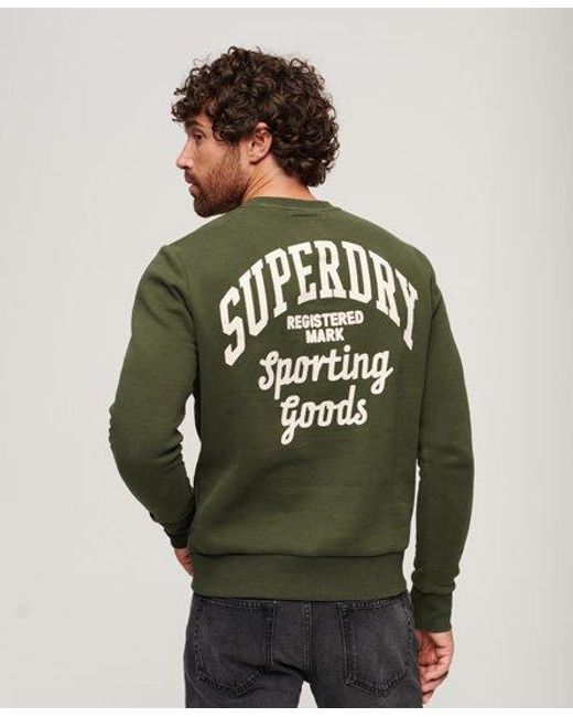 Superdry Green Classic Graphic Print Athletic Script Flock Sweatshirt for men
