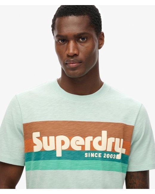 Superdry Green Terrain Logo Stripe Relaxed T-shirt for men