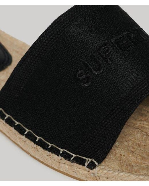 Superdry Brown & Co Canvas Espadrille Overlay Sliders
