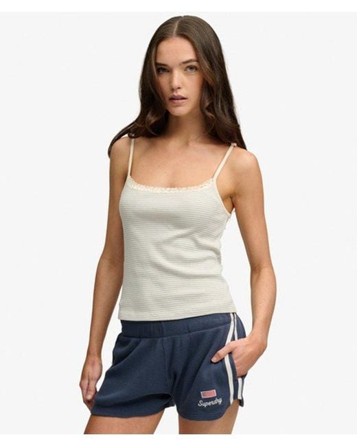 Superdry White Athletic Essential Lace Cami Top
