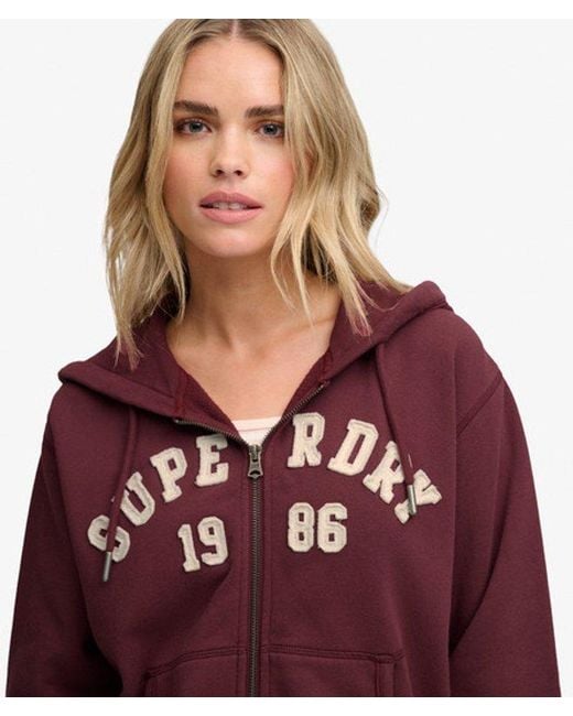 Superdry Red & Co Athletic Essential Relaxed Crop Zip Hoodie