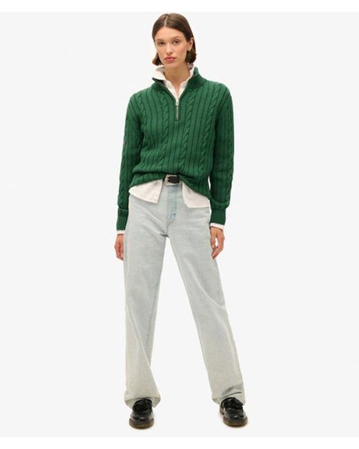 Superdry Green & Co Knitted Rugby Henley Jumper