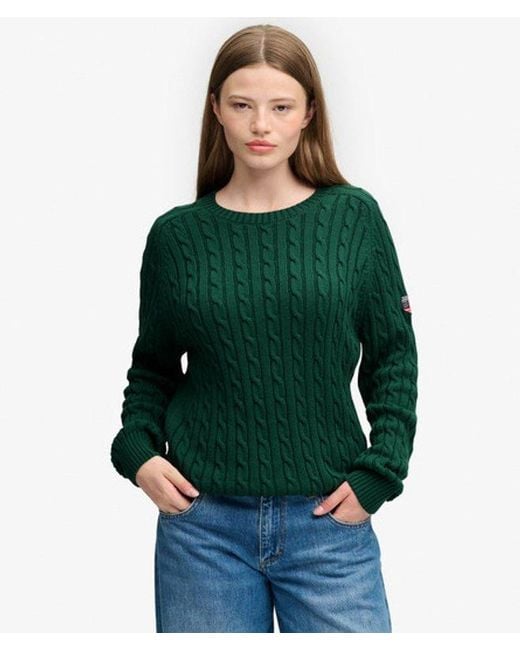 Superdry Green & Co Cable Knit Slouchy Jumper
